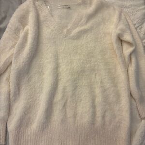 Anthropologie Soft Cream V-Neck Sweater